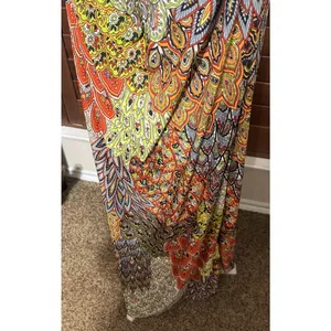 Colorful maxi dress‎ long stretchy sleeveless halter beaded neckline boho sz M thumbnail 3