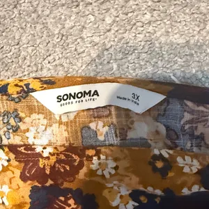 Sonoma Mustard Yellow Floral Short Sleeve Blouse Size 3X thumbnail 2