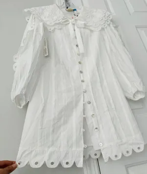 Farm Rio Collared Button Front Mini Dress, Size L thumbnail 8
