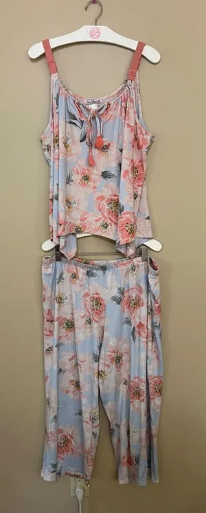 Linea Donatella Patterned Tank Top And Pants Lounge Set Womans Size XL thumbnail 1