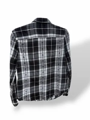 American Eagle‎ Women's M Plaid Flannel Button Up Shirt with Tribal Embroidery thumbnail 2