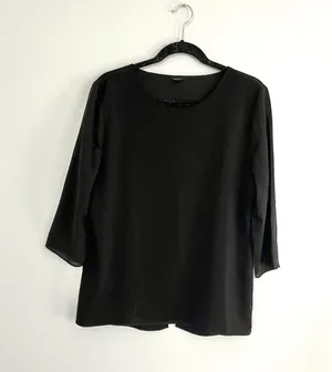 Black 3/4 Sleeve Blouse Top Shirt thumbnail 1