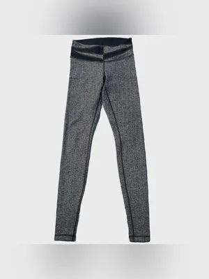 Lululemon Wunder Under Pant Giant Herringbone Black Heathered Size 6 thumbnail 3