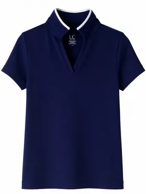 Navy Short-Sleeve Polo Top with Contrast Trim thumbnail 1