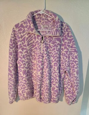 O’Neill Women’s Sierra Super Sherpa Quarter-Zip Pullover Purple Animal Medium W thumbnail 1
