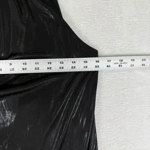 Diane von Furstenberg Black Metallic Draped Halter Mini Dress Size 2 LBD USA thumbnail 4