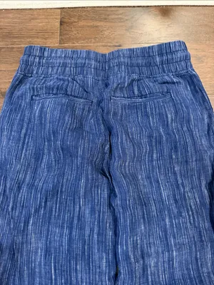 Athleta Athleta Cabo Linen Wide Leg‎ Pant - Blue - Smocked Waist - 2 - C31-050 thumbnail 7