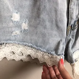 Free People Distressed Crochet‎ Denim Shorts thumbnail 3