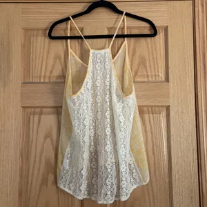 Sheer Yellow Tank with Lace Back thumbnail 3