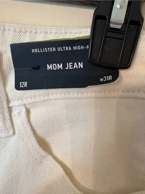 Hollister Women's Straight Leg Mom Jeans - Cream White thumbnail 4