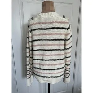 Madewell $98 Cotton Crewneck Sweater Dark Loden Stripe NT643 Size M thumbnail 7