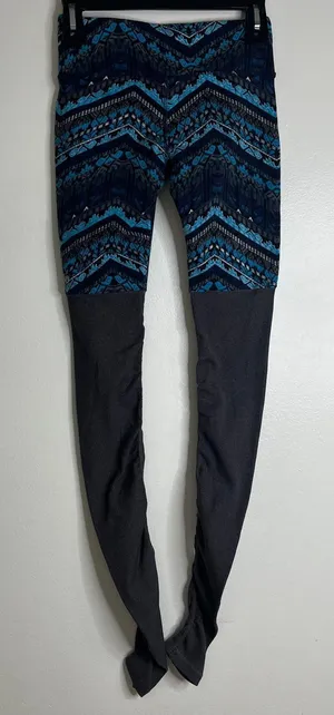 Alo Yoga Women's Blue Gray Geometric Print High Rise Leggings Size XS Yoga Gym thumbnail 1