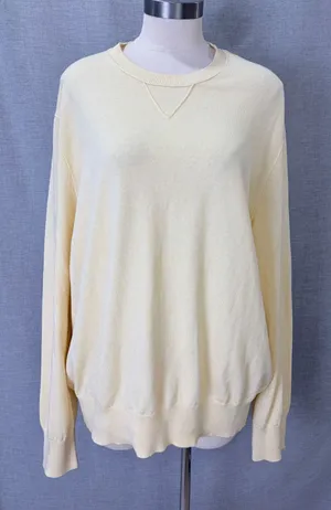 Banana Republic‎ Yellow Cotton Cashmere Sweater XL Lightweight Knit Crewneck thumbnail 1
