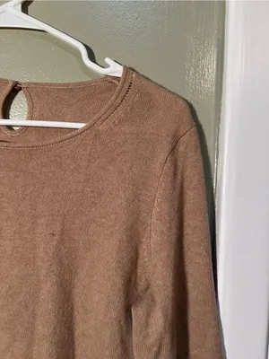 Talbots Women’s Sz Medium Pure Cashmere Sweater Dark Chestnut Heather 3/4 Sleeve thumbnail 6
