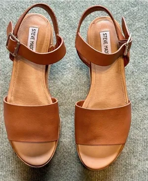 Steve Madden Tan Kemmy Leather Tan Sandals Heeled thumbnail 1