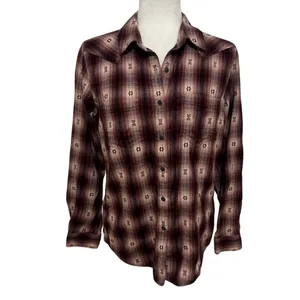 Ariat REAL Western Billie Jean Shirt Plaid Snap Button Cotton Boho Rodeo Small thumbnail 2