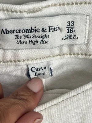 ABERCROMBIE & FITCH White The 90s Straight Ultra High Rise Denim Jeans Sz 16 thumbnail 6