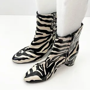 ASOS Designs Faux Leather Zebra Print Side Zip Chunky Heel Chelsea Boots Size 6 thumbnail 9