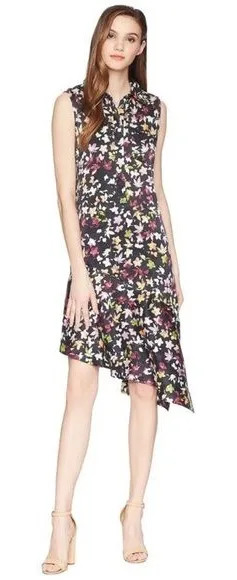 EQUIPMENT Femme Tira Sleeveless Floral Print Silk Dress‎ Asymmetrical Hem Size S thumbnail 1