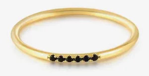 NEW Women's Dainty Gold Filled Black & Synthetic Diamond‎ Ring Size 7 thumbnail 1