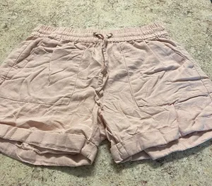 Zenana Outfitters Soft beige High-Waist Drawstring Shorts thumbnail 1