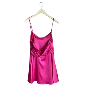 FashionNova Hot Pink Cowl Neck Mini Dress sz Large NWT Barbie Perfect Life Satin thumbnail 5