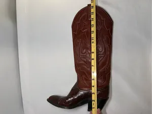 ⁠Dan Post Vintage Eel Skin Patchwork Western Boots Womens Size 5.5B Cognac thumbnail 13