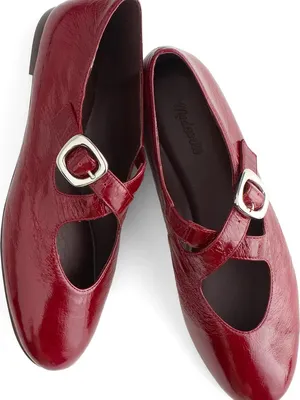 Madewell The Remy Criss Cross Mary Jane Flats in Wine Red- 8.5 thumbnail 1