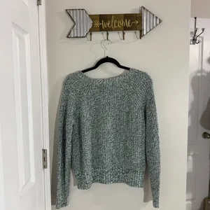 American Eagle Outfitters Textured Knit Sweater - Mint and Gray Size Large thumbnail 4
