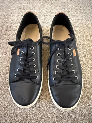 Ecco Black Leather Soft 7 Lace-Up Sneakers with White Sole - Euro 40 / US 9-9.5 thumbnail 2