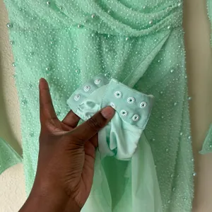 Oh Polly Mint Green Embellished Wrap Over Mini Dress US Size 4 thumbnail 9
