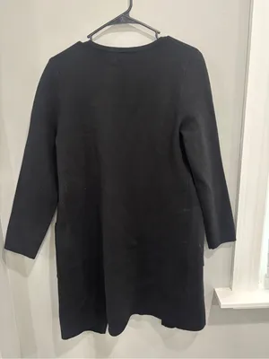 Women's black Open Front Cardigan Long Coatigan Sweater M thumbnail 5