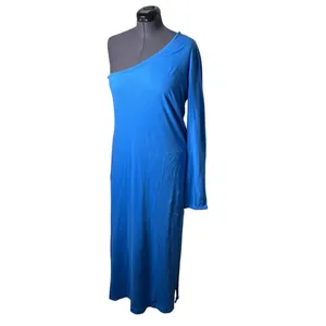 Free People Beach Bright Blue Long Sleeve One Shoulder Evangeline Midi Dress thumbnail 2