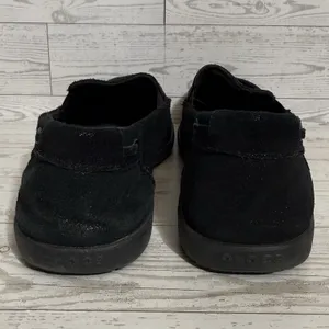 Crocs Walu Shoes‎ Women Sz 8 Shimmer Black Leather Slip On Loafers Flats 202303 thumbnail 3