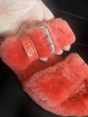 UGG Fuzz Yeah Coral/Orange Buckle Slippers thumbnail 3
