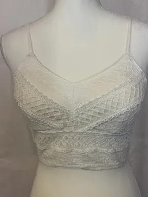 Rebellion White Lace V-Neck Cropped Cami thumbnail 6
