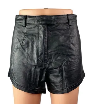 Princess Polly Women's Black Faux Vegan Leather High Waisted Mini Shorts Size 4 thumbnail 1