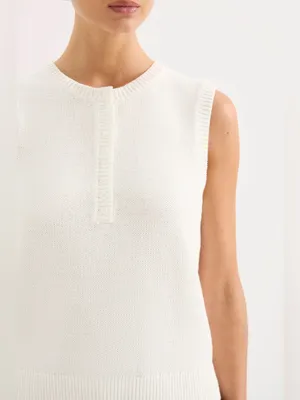 NUDE LUCY Marie Sleeveless Henley Knit Top Size Small thumbnail 7