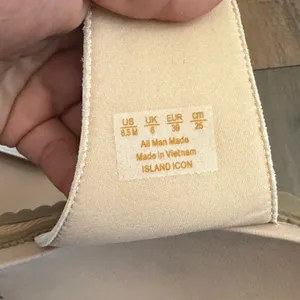 Dr. Scholl's Cream Slide Sandals with Gold Hardware thumbnail 3