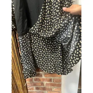 Ann Taylor LOFT 90s Black Floral Faux Wrap Skort Romper Mini Dress Size 10 thumbnail 6
