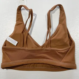 New Aerie Offline Ribbed Plunge Double Strap Mesh Back Sports Bra Brown Size Small thumbnail 9