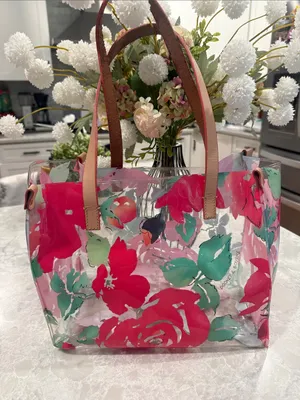 Dooney & Bourke clear PVC floral tote bag with matching makeup bag thumbnail 2
