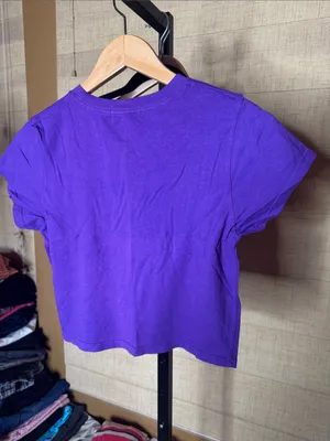 TALENTLESS Purple Cropped Baby Tee Logo T-Shirt Size Large Like New thumbnail 6