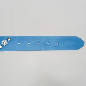Vintage 90s Blue Floral PVC Plastic Belt thumbnail 7