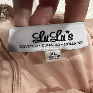 Lulu's Sz XL Maxi Dress Moonlight Serenade Strapless Peach Blush Chiffon Evening thumbnail 5