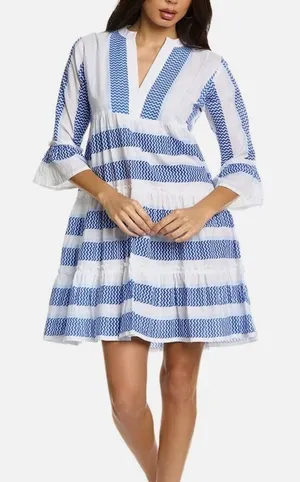 NWT Bindu Glenda Blue‎ White Dress thumbnail 1