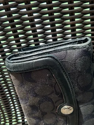 COACH Wallet Credit Cards ID Tri-Fold Canvas leather black signature C billfold thumbnail 2