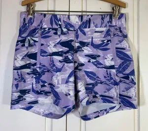 Columbia PFG Purple Leaf Print Fishing Shorts Coastal Womens Small Gorpcore thumbnail 1