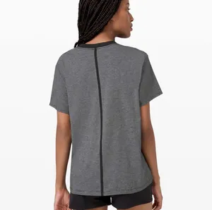 LULULEMON All Yours Boyfriend Tee Micro Stripe Black White Size 8 10 Cotton EUC thumbnail 2