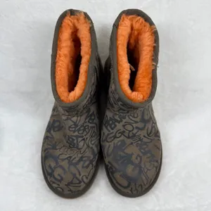 UGG Classic Mini Graffiti Brown Orange Suede Sheepskin Boots 1105432 Womens‎ 8 thumbnail 3